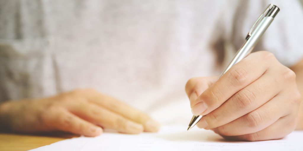 dental patient filling out form